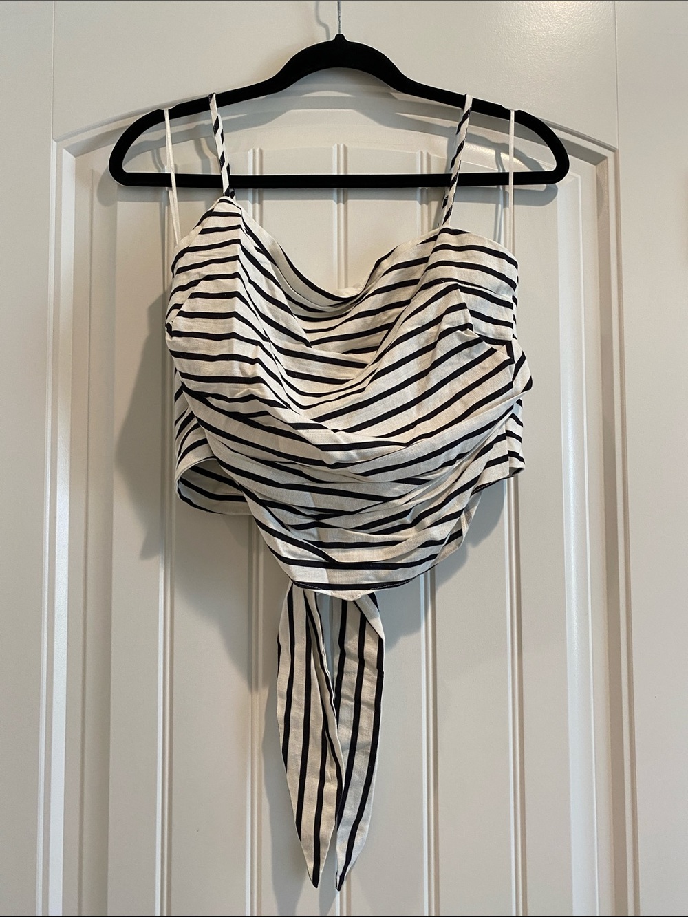 Miou Muse Striped Tie-Back Camisole - Navy & White